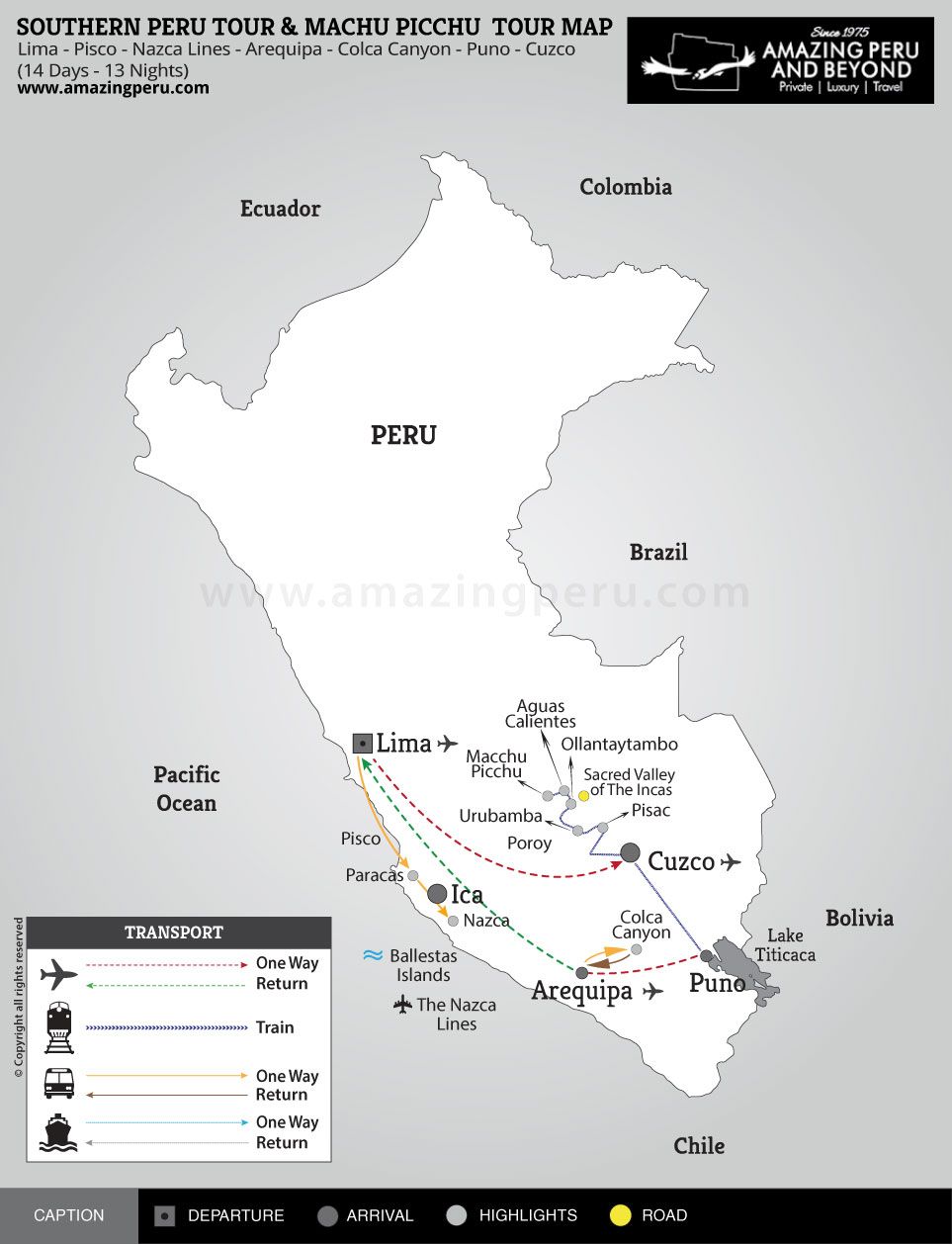 Southern Peru tour & Machu Picchu Tour - 16 days / 15 nights.