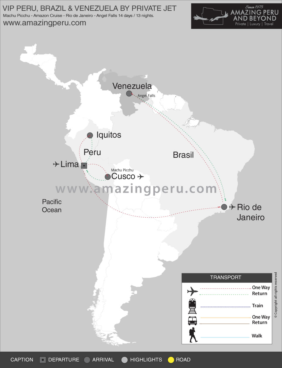 VIP Peru, Brazil & Venezuela by Private Jet - 14 days / 13 nights.
