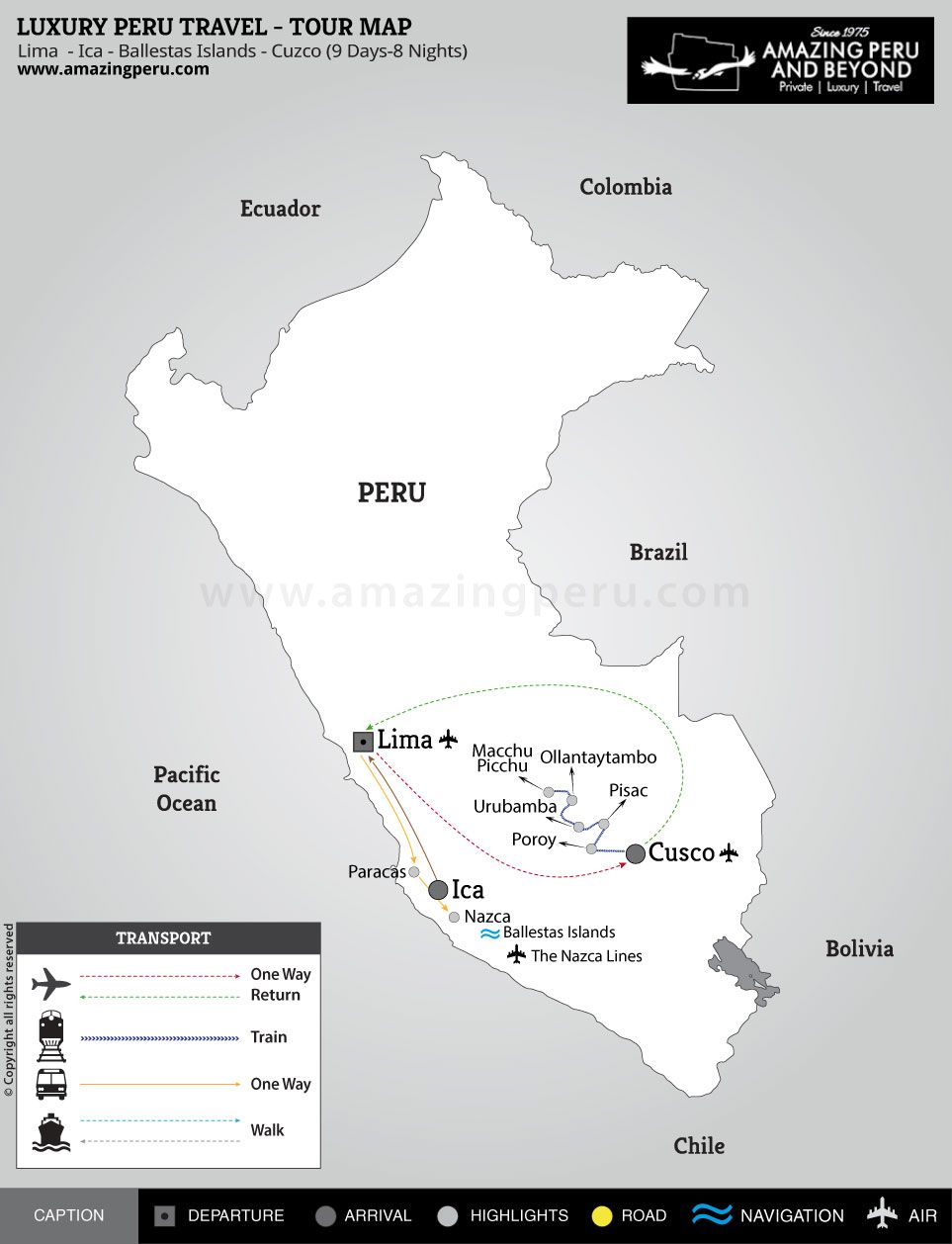 Peru Escorted Escapes Tour 5 - 9 days / 8 nights.