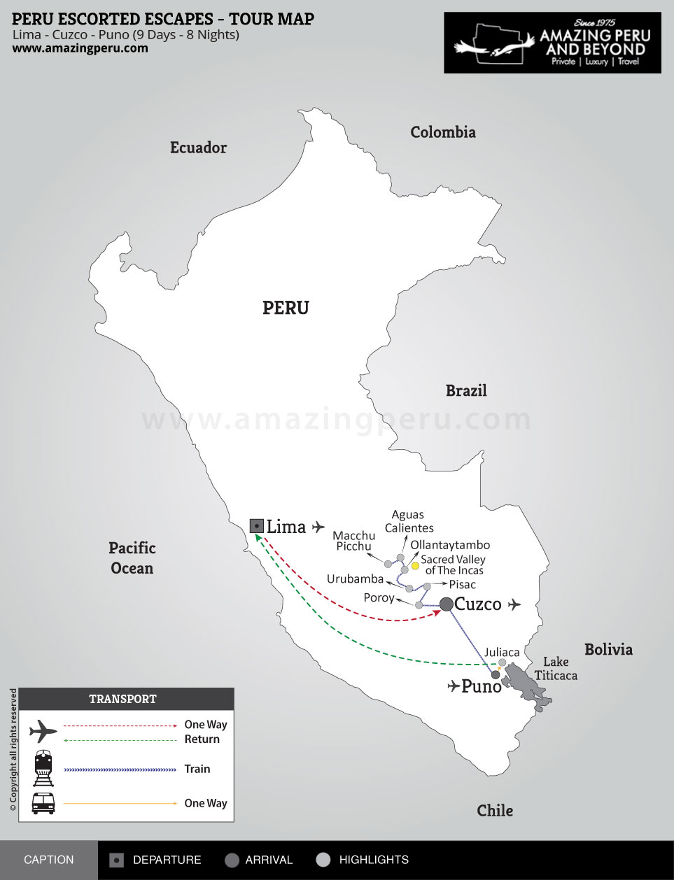 Peru Escorted Escapes Tour 1 - 9 days / 8 nights.